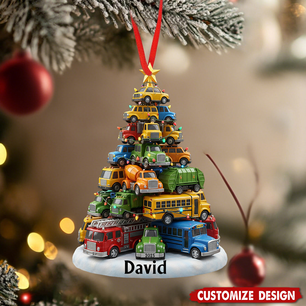 Personalized Kid Truck Christmas Ornament