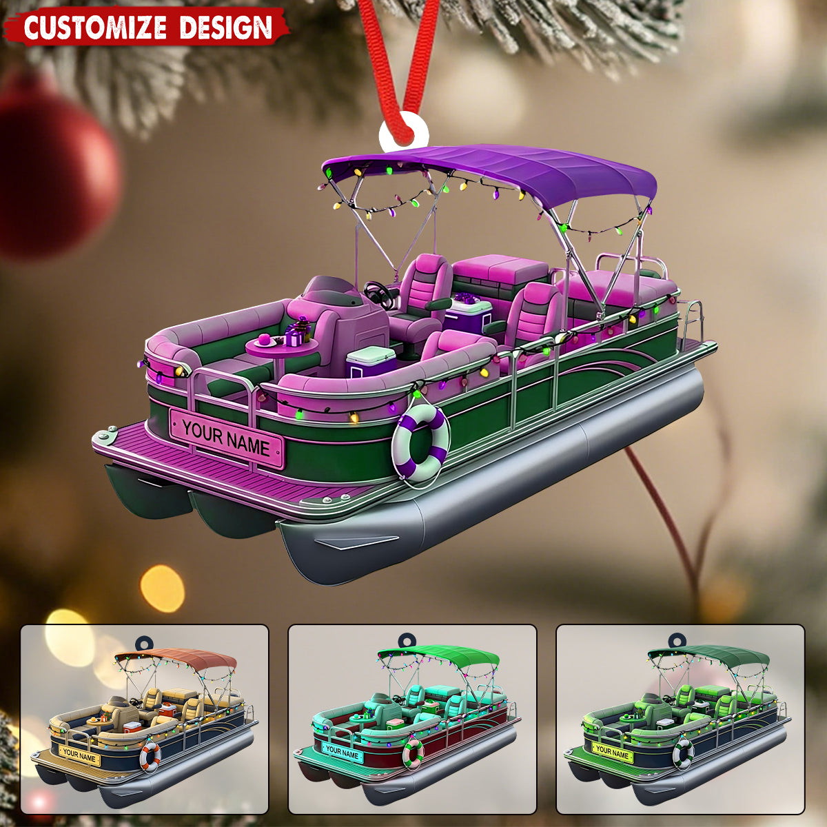 Personalized Pontoon Boat Christmas Ornament - Gift For Boat Lover