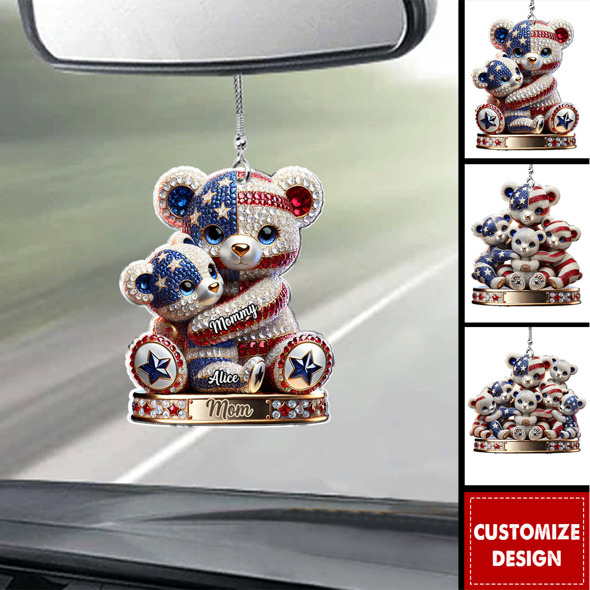 Personalized Mother Transparent Car Ornament - 4th of July Independence Day Gift