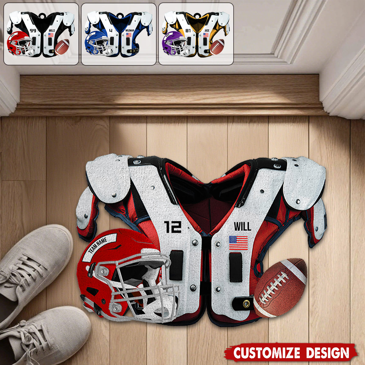 Personalized American Football Doormat/ Rug - Gift For American Lovers