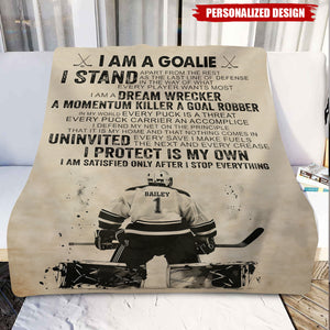 Personalized Hockey Goalie Blanket-Gift For Hockey Goalie Lovers