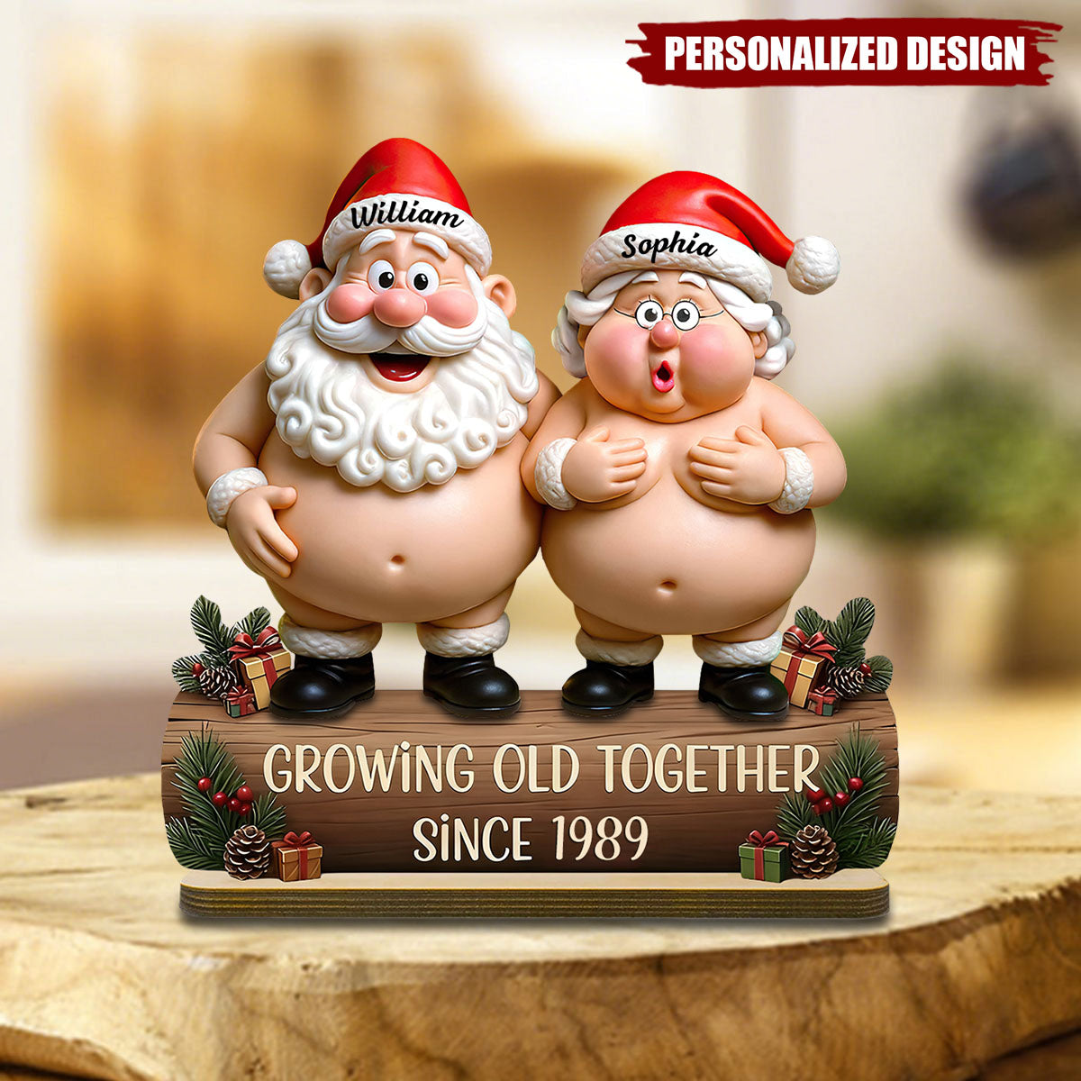 Growing Old Together-Personalized Couple Christmas Plaque-Gift For Couples And Parents