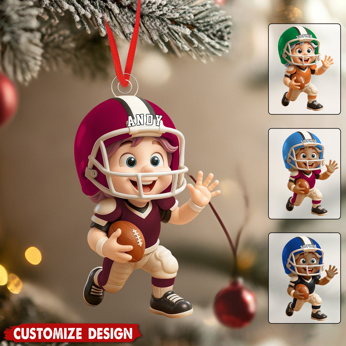 Personalized Kid American Football Ornament - Gift For Boy Girl American Football Lovers