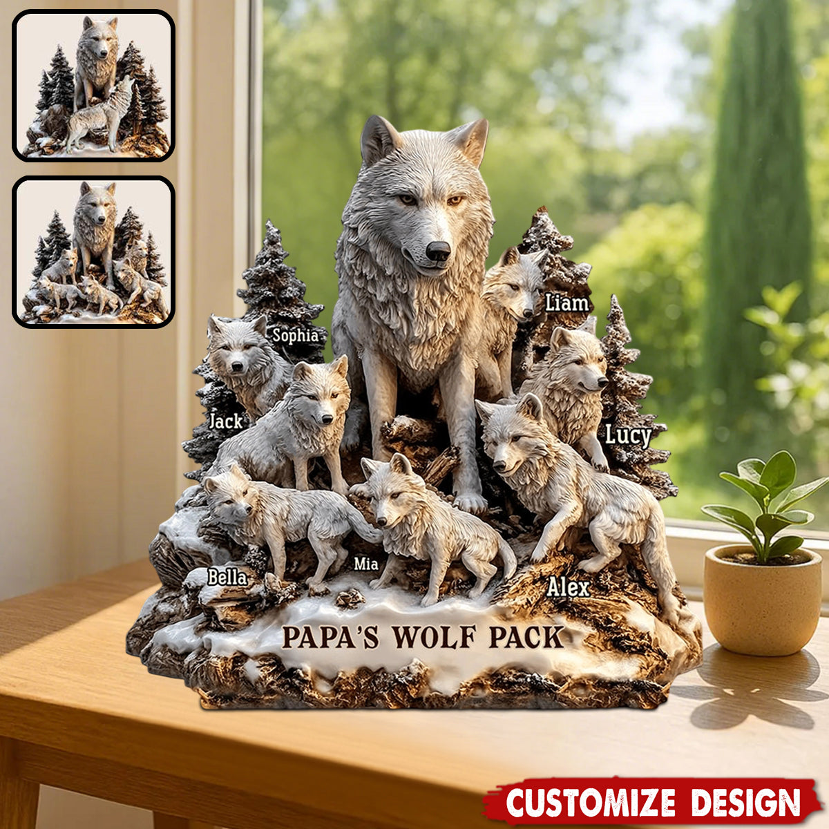 Papa's Wolf - Personalized Father Custom Shaped Acrylic Plaque