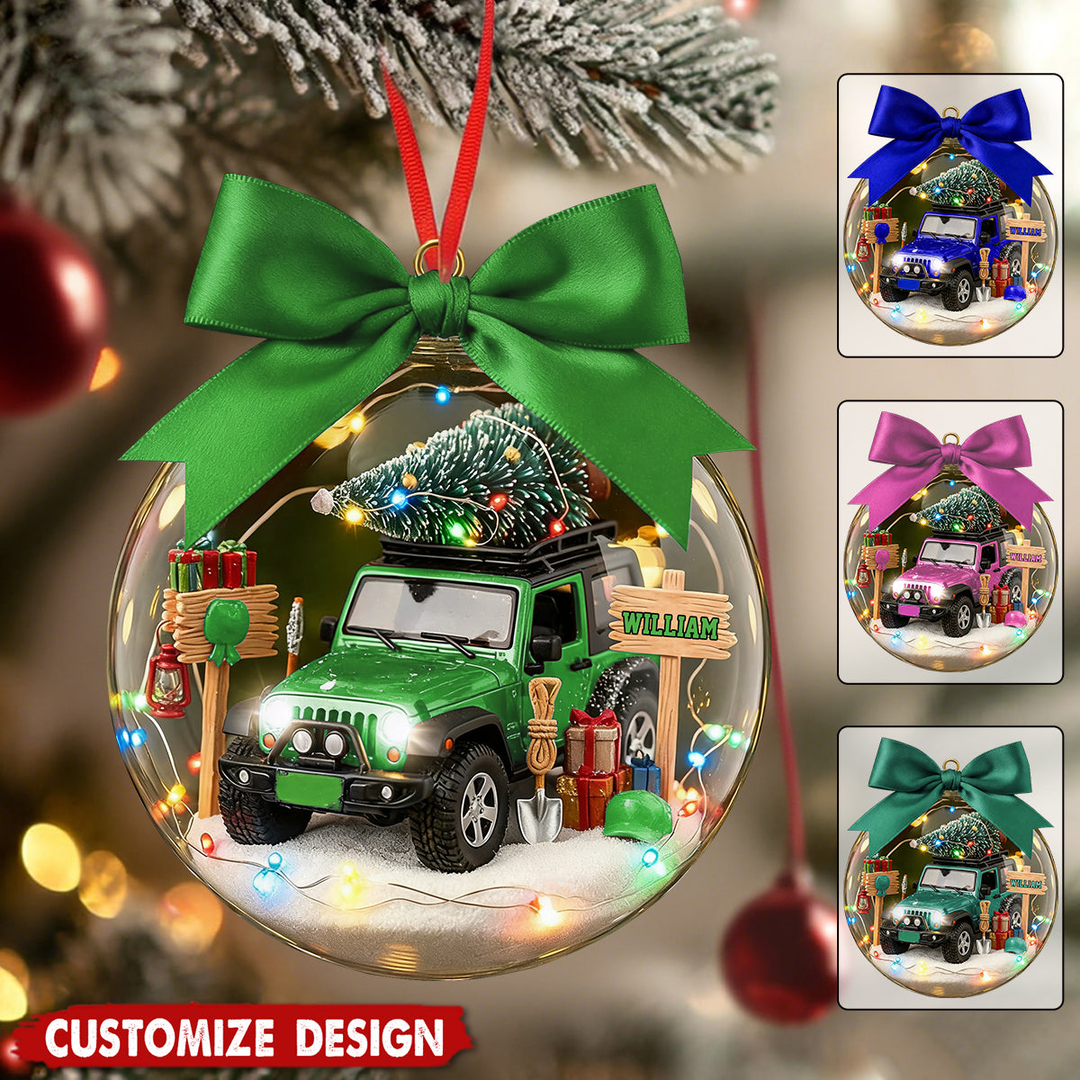 Personalized Off-Road  Christmas Snow Globe Ornament -Gift For Off-Road  Lover