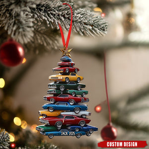 Personalized Name Car Stack Christmas Ornament - Gift For Car Lover