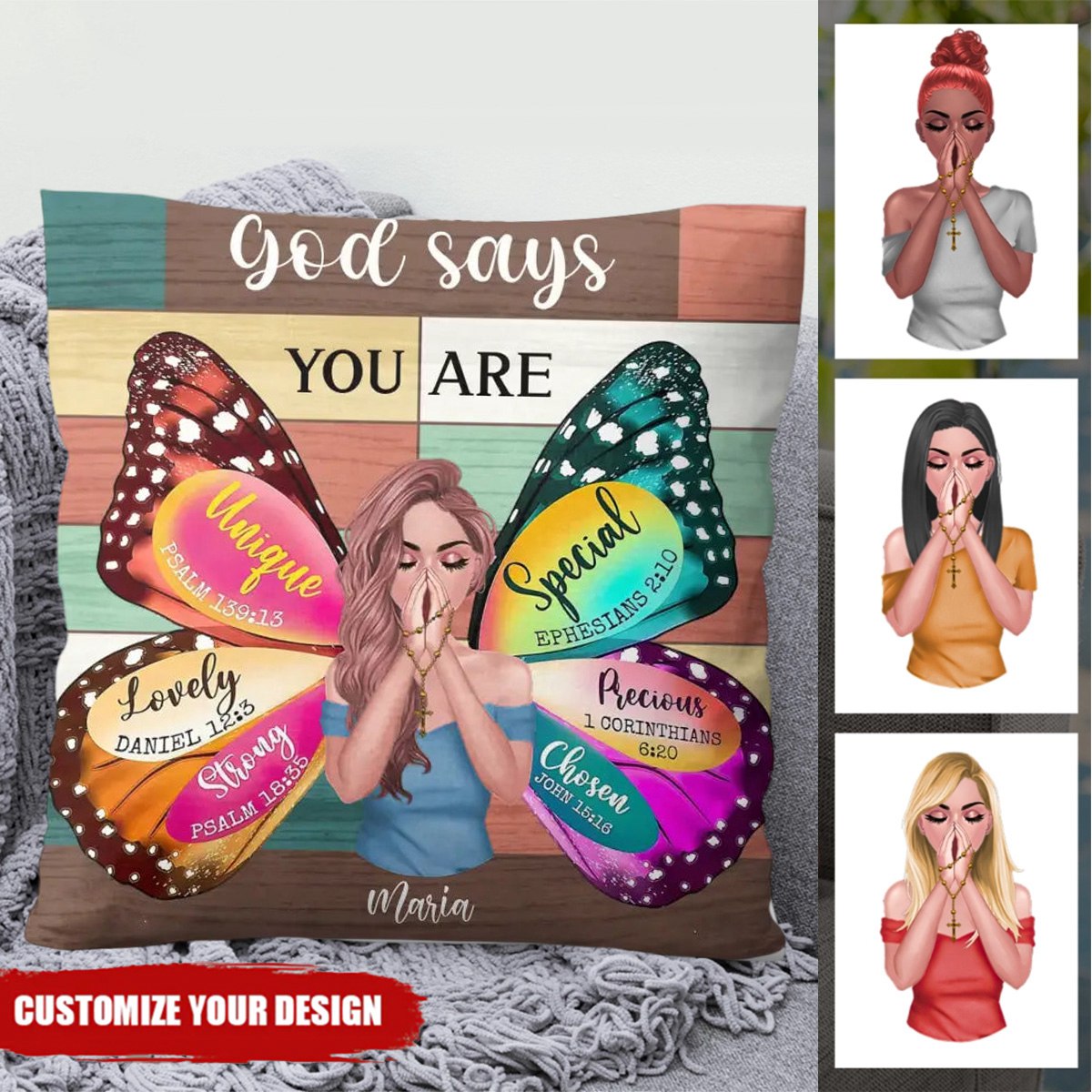 Personalized Prayer Pillow Cover - Inspiration Religious Gifts Idea - God Says You Are Special Ephesians