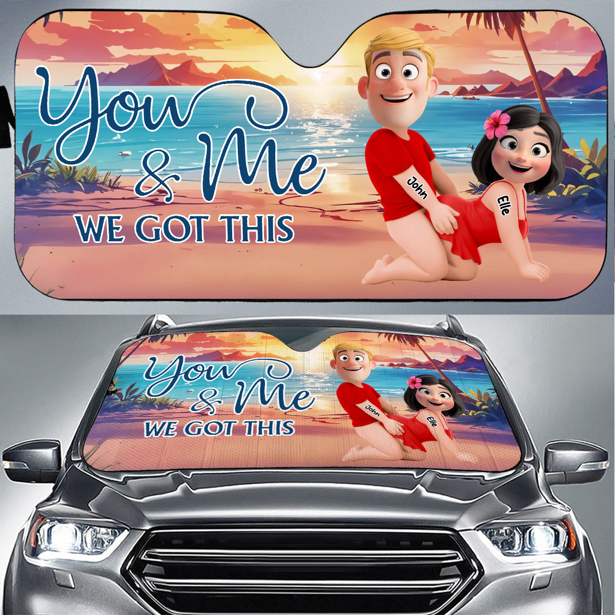 You And Me - Personalized Custom Car Sunshade