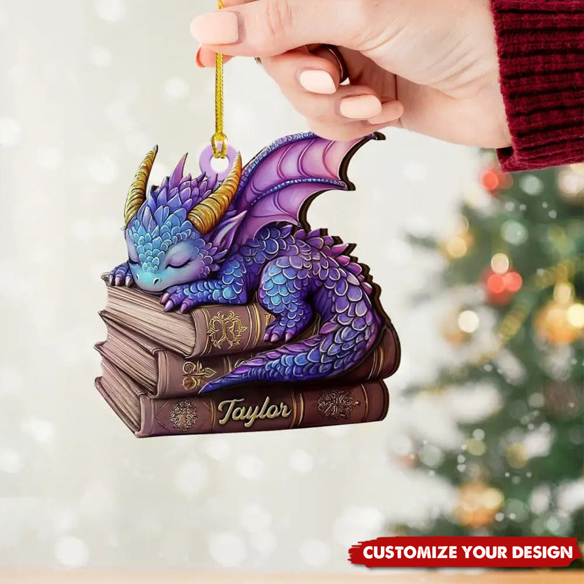 Personalized Sleeping Little Dragon Christmas Ornament