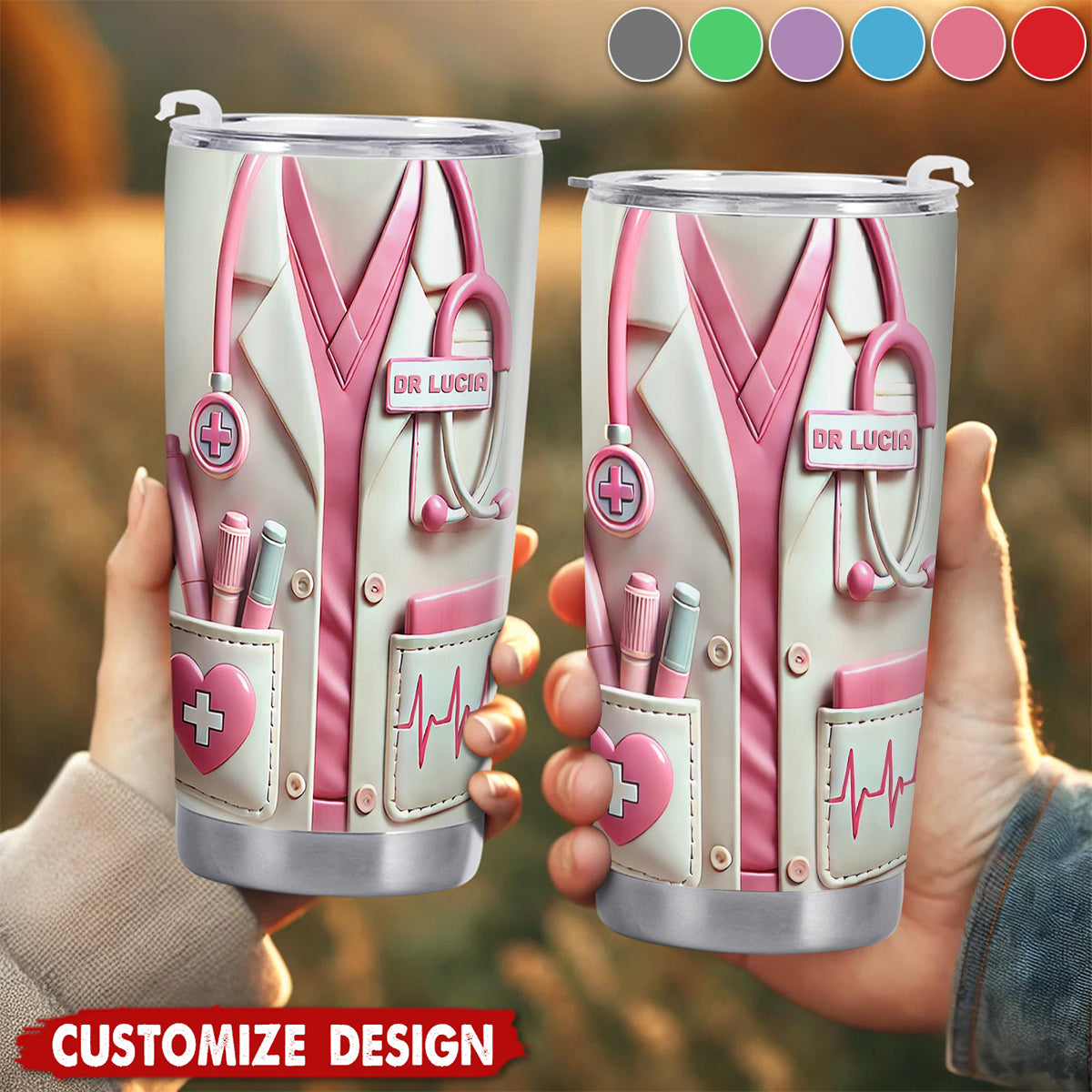 Medical Appreciation Design With Stethoscope - Personalized Stainless Steel Tumbler - Gift For Medical Professionals