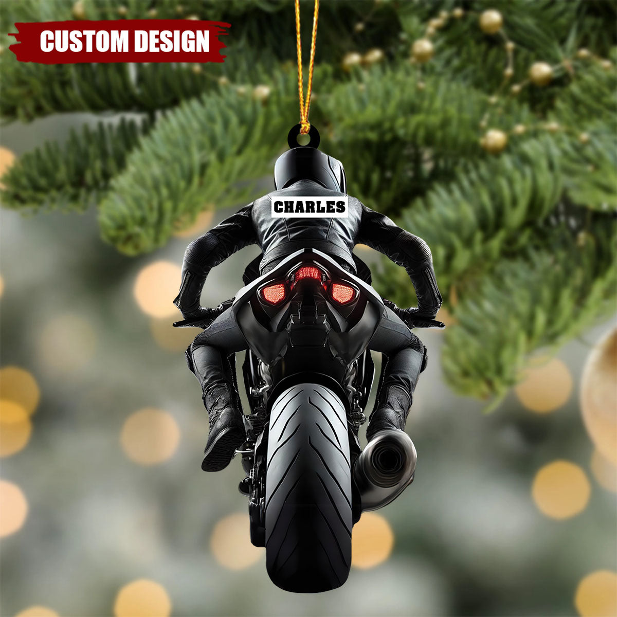 Custom Name Motorcycle Rider Ornament, Christmas Gift Decoration