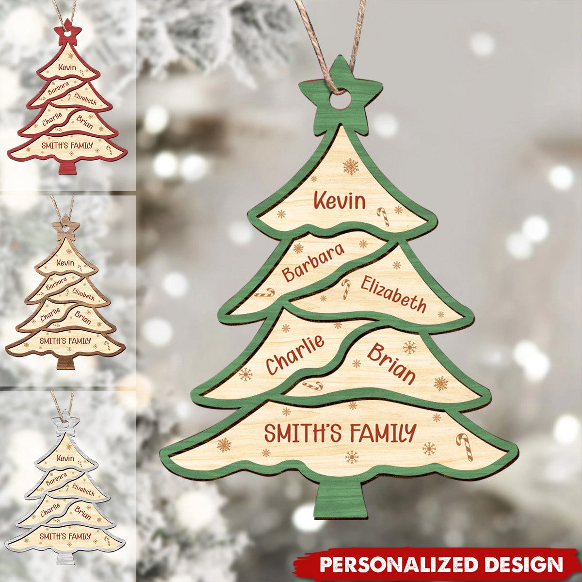 2024 New Release - Wish You A Wonderful Christmas - Family Personalized Custom Ornament - Wood Custom Shaped - Christmas Gift For Family Members