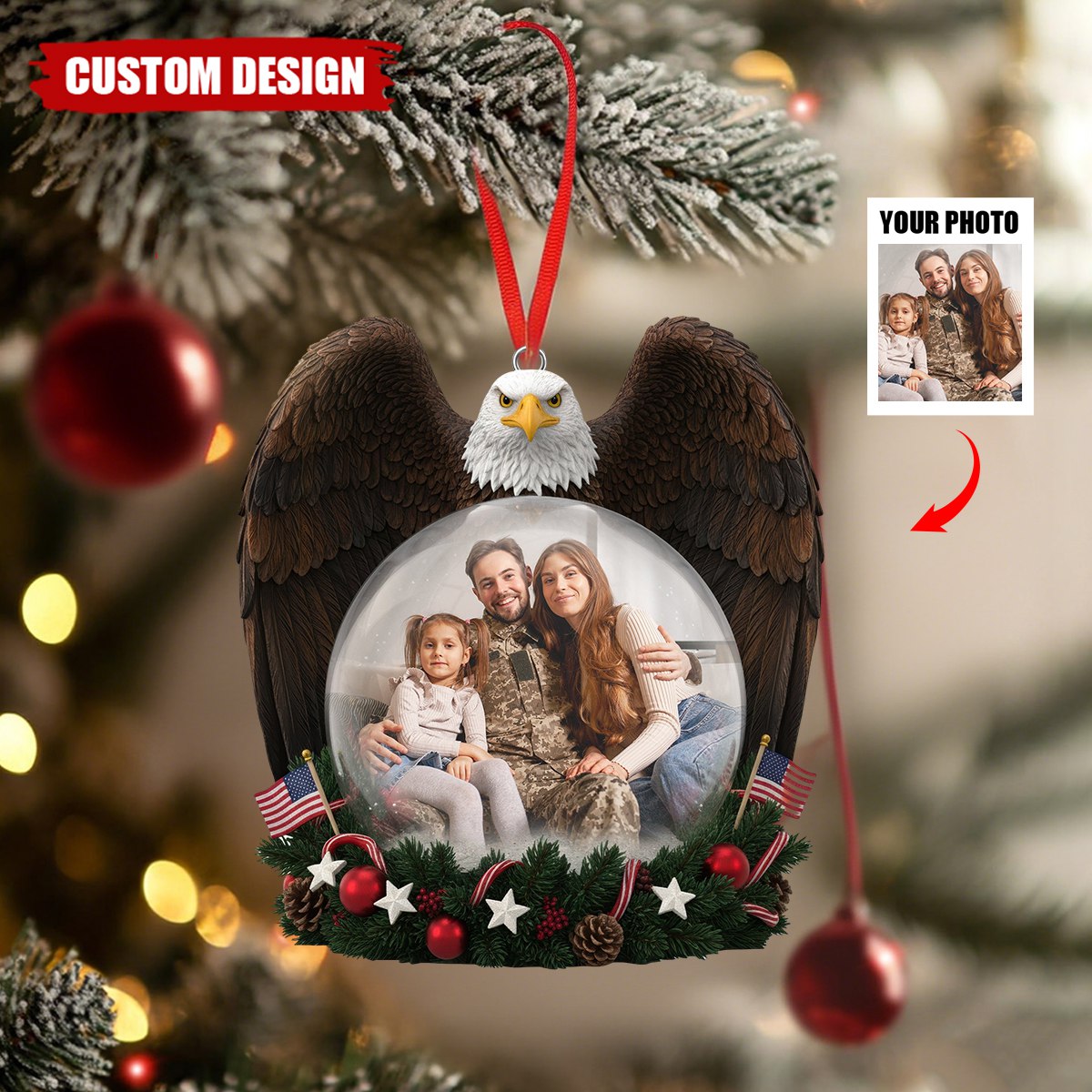 Personalized America Military Appreciation Acrylic Ornament – Photo Gifts For Family