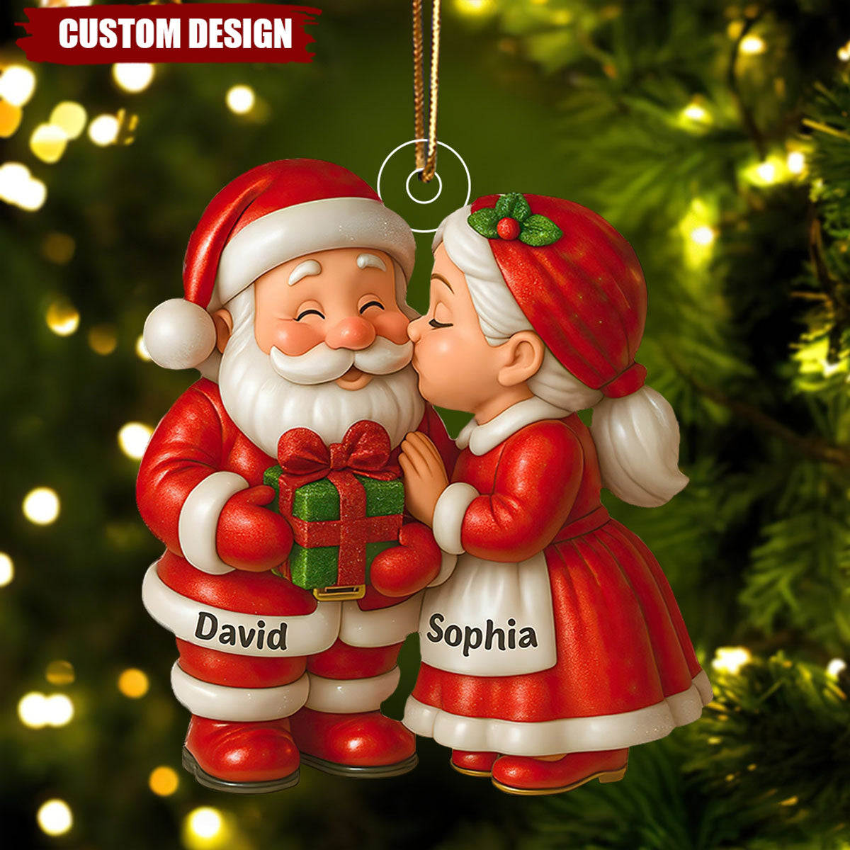 Personalized Santa And Mrs. Claus Christmas Ornament, Growing Old Together Custom Acrylic Keepsake, Holiday Gift For Couples And Loving 2025