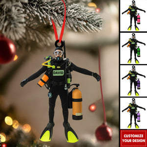 Personalized Scuba Diving Christmas Ornament - Gift for Scuba Divers, Ocean & Adventure Lovers