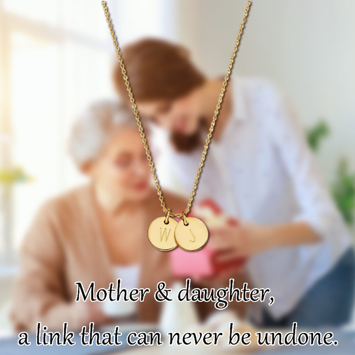 Custom Mother & Daughter Initial Disc Necklace