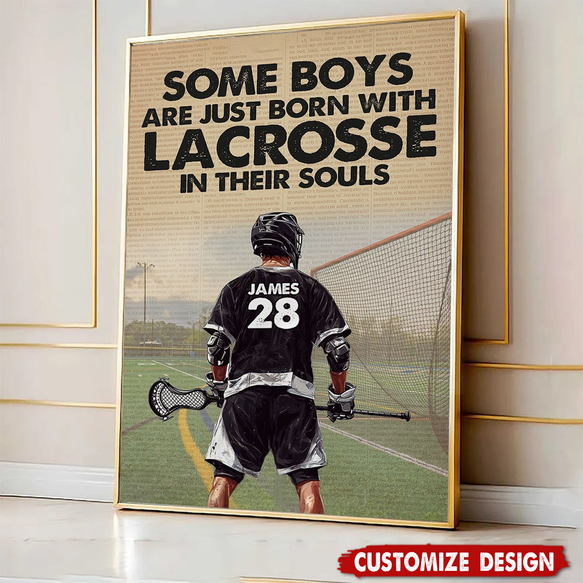 Some Boys Are Just Born With Lacrosse In Their Souls-Personalized Lacrosse Boy Poster