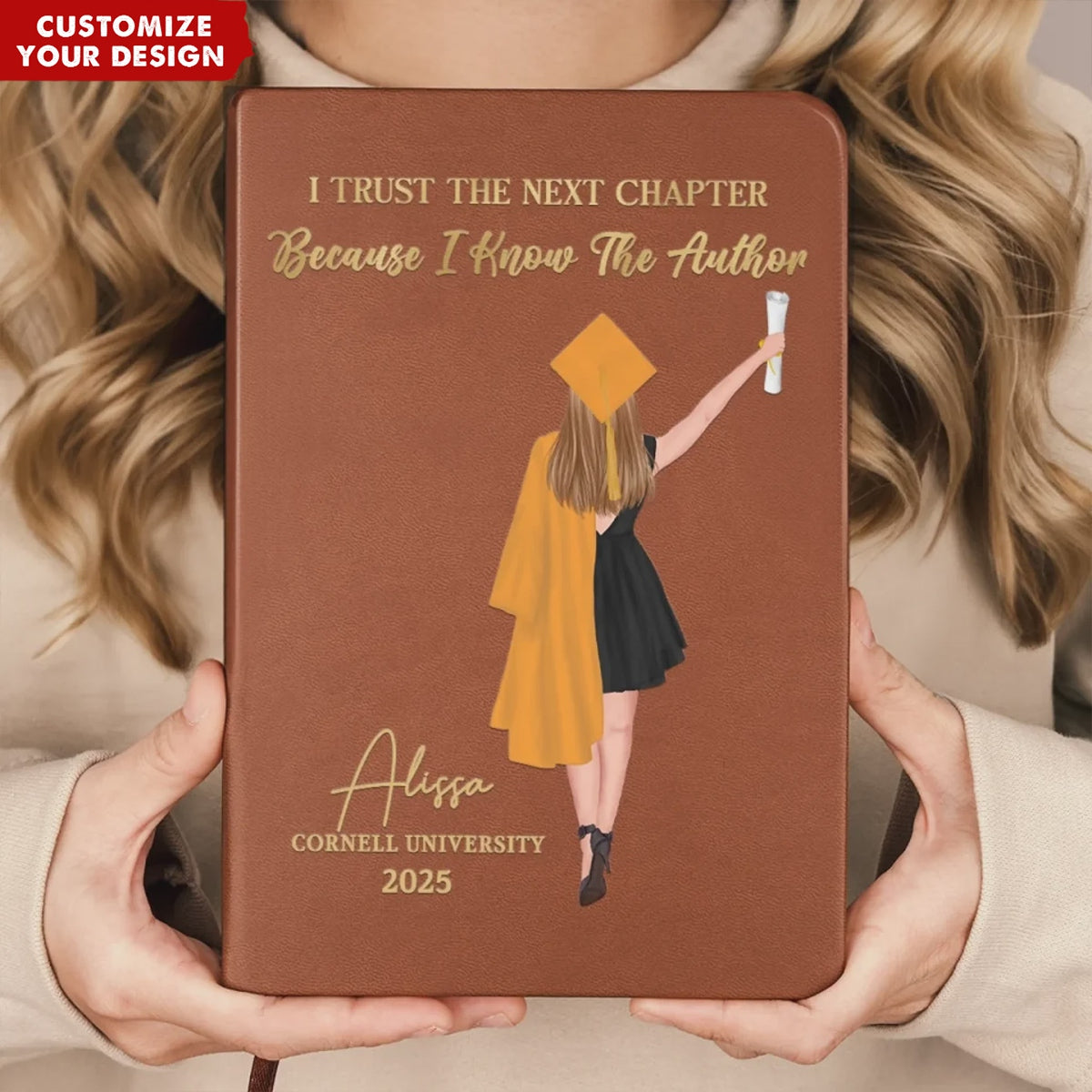 I Trust The Next Chapter - Family Personalized Leather Journal - Graduation Gift For Family Members, Siblings, Brothers, Sisters