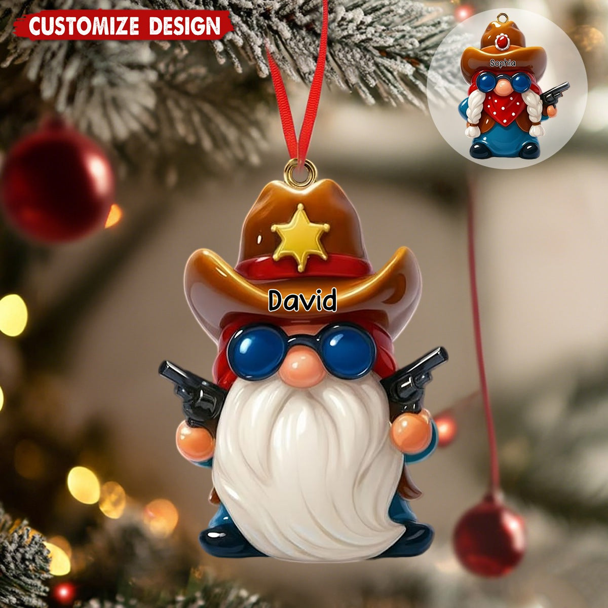Personalized Cowboy Couple Ornament Gift for Couples