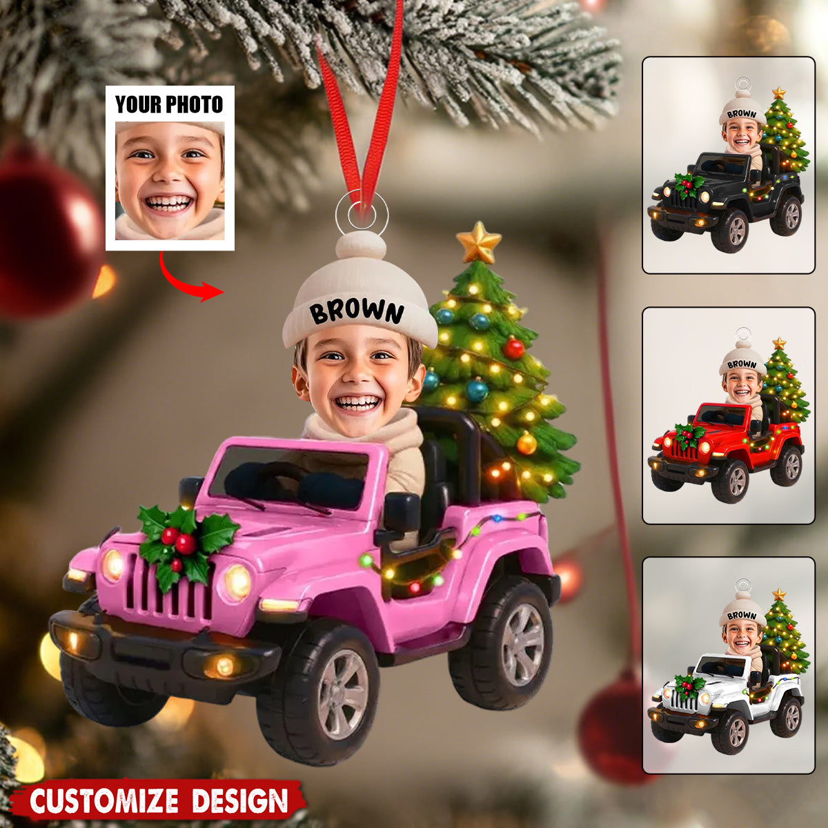 Custom Baby Kid in Car Ornament, Newborn Photo Decoration, Cute Baby Face Keepsake, Baby First Christmas 2025, Baby Bauble Gift, Xmas Decor