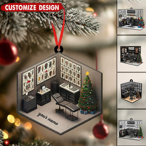 Personalize Tattoo Studio Christmas Ornament - Gift For Tattoo Artist