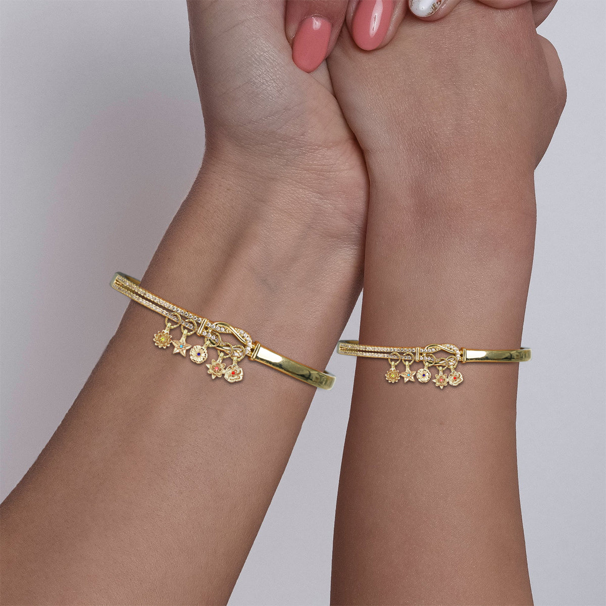 Personalized Birthflowers Knot Bangle, Gift For Grandma