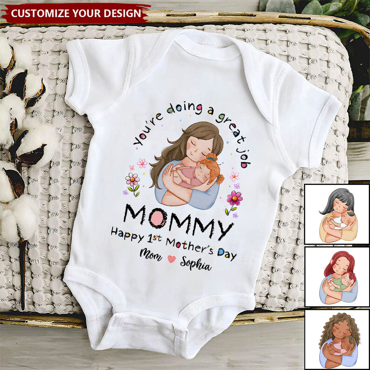 First Mother's Day - You're Doing A Great Job Mommy - Happy 1st Mother's Day 2025 - Personalized Baby Onesies