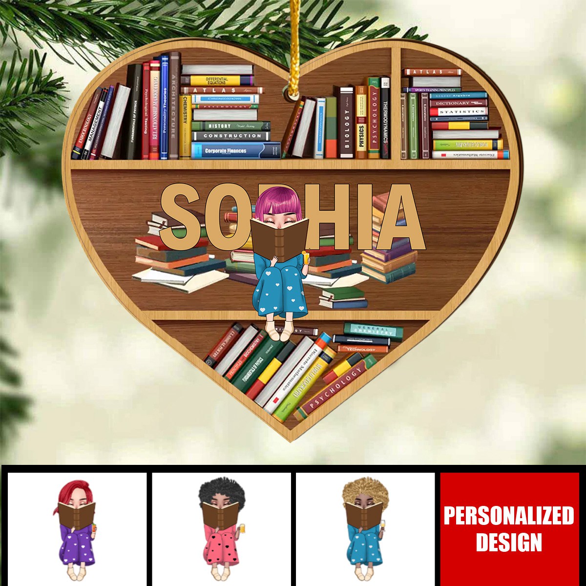 2024 New Release Reading Girl-Personalized  Wooden Ornament-Christmas Gift Idea For Book Lover