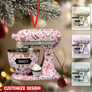 Personalized Toile De Jouy Mixer Christmas Ornament - Gift for Baker And Pastry Chef
