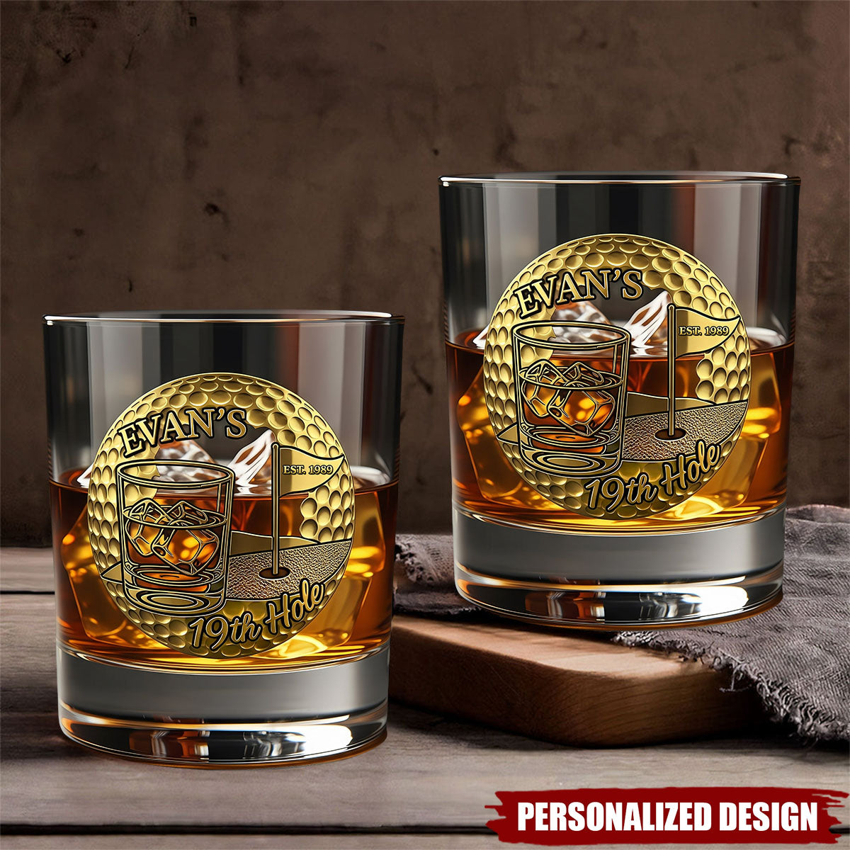 Golf 19th Hole Whiskey Glass, Personalized Gifts For Golfers