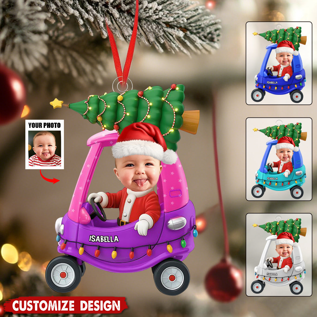 My Lovely Grandkid - Personalized Baby Photo Christmas Ornament