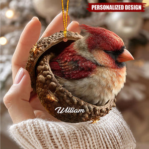 Personalized Cute Cardinal Christmas Hanging Ornament
