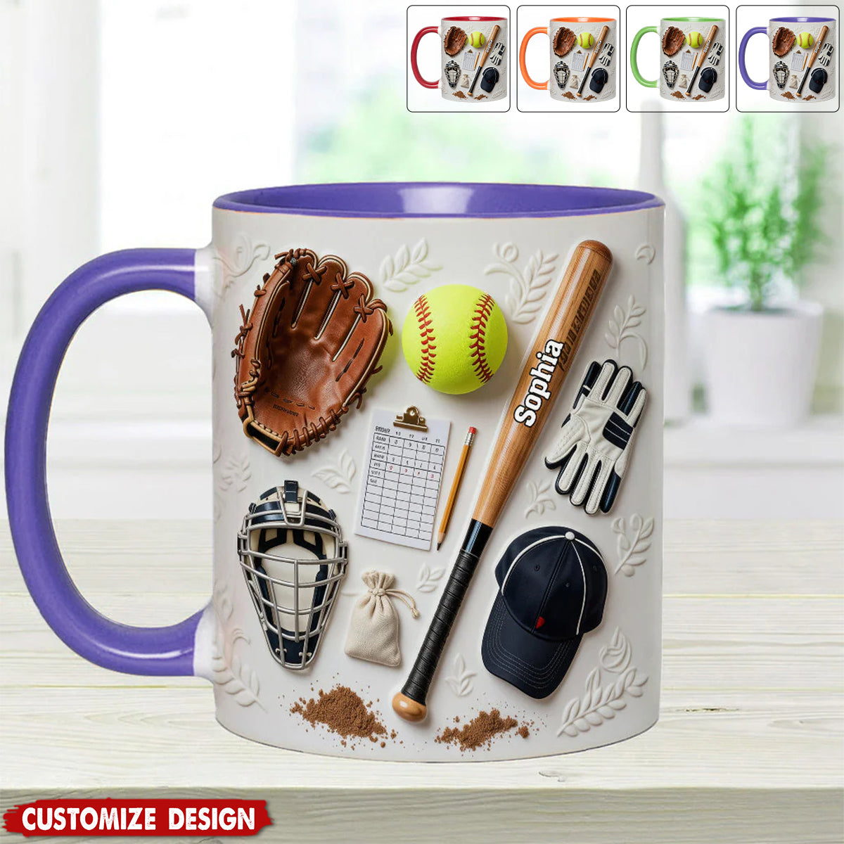 Love Softball - Personalized Softball Accent Mug
