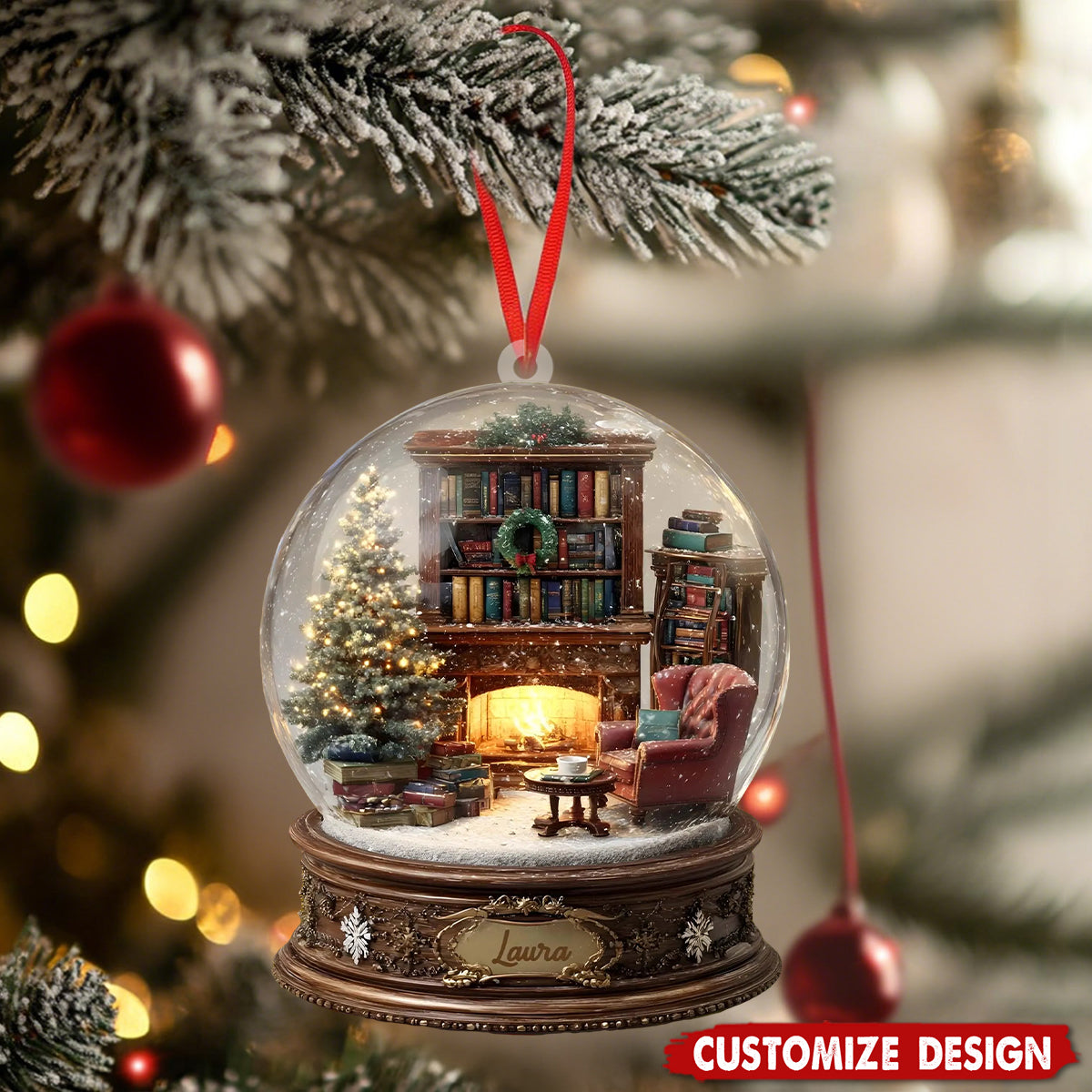 Personalized Reading Nook Ornament - Gift for Book Lovers