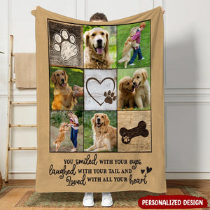 Personalized Memorial Custom Photo Puppy Pet Dog Loss Gift You Smiled With Your Eyes Blanket