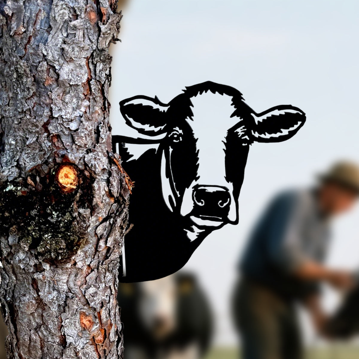 Peek-A-Boo Cow Metal Sign - Versatile Mountable Wall Art