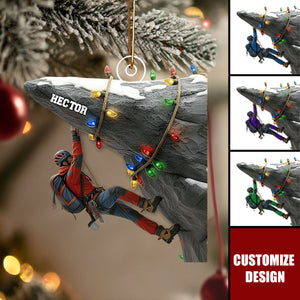 Holiday Climbing - Personalized Rock Climbing Ornament