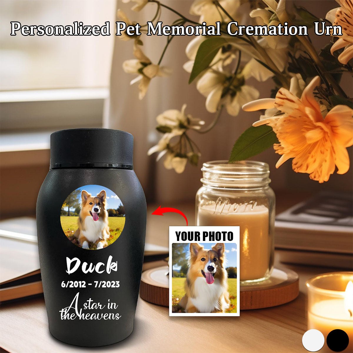 Personalized Pet Photo Urn For Dogs Ashes-pet remembrance memorial gift