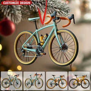 Personalized Road Bike Christmas Ornament – Cyclist Holiday Tree Decoration With Aqua Bicycle Design