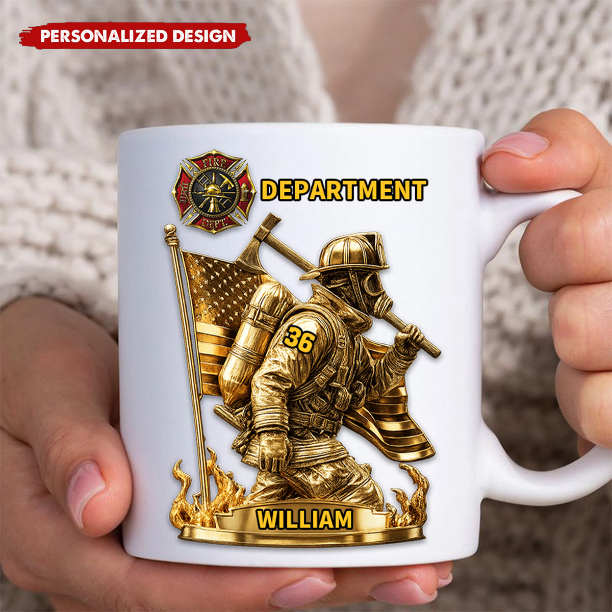 Personalized Proud Firefighter American Mug-Gift For Fireman