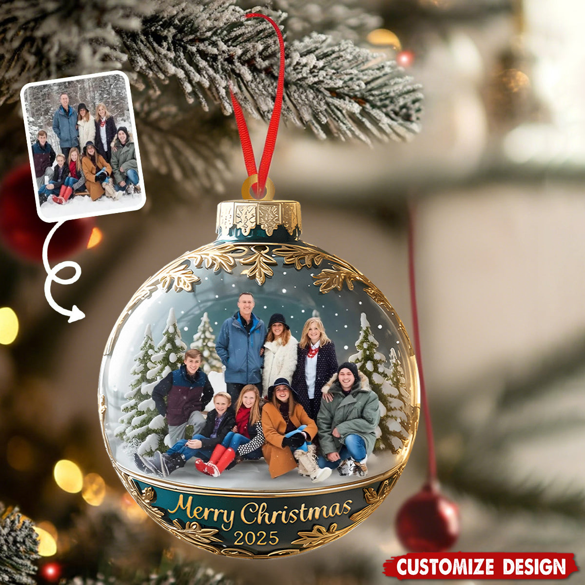 Custom Family Photo Ornament, Personalized Family Photo Keepsake 2025, Large Family Christmas Keepsake Gifts