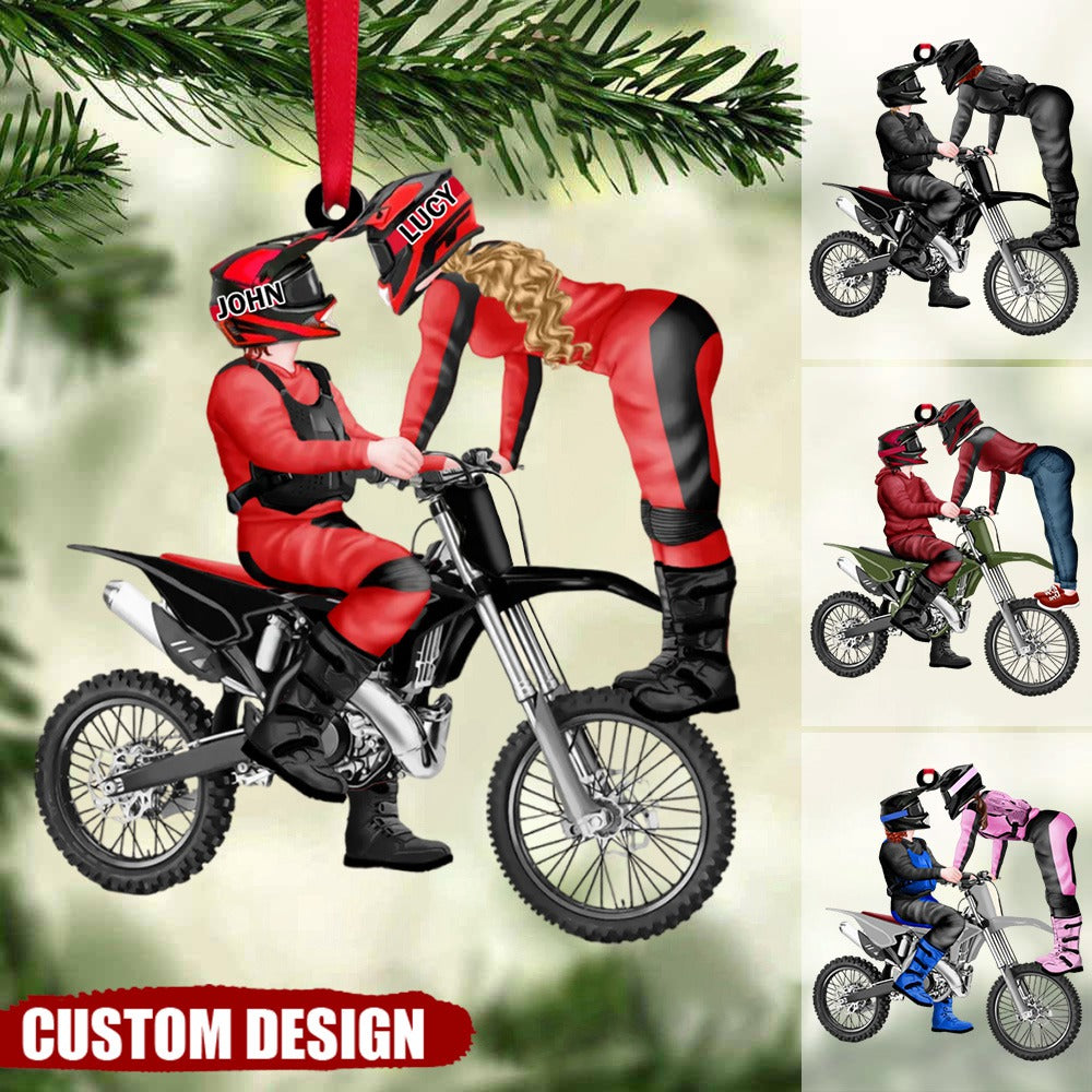 Motocross Couple, Personalized Acrylic Ornament, Gift For Christmas