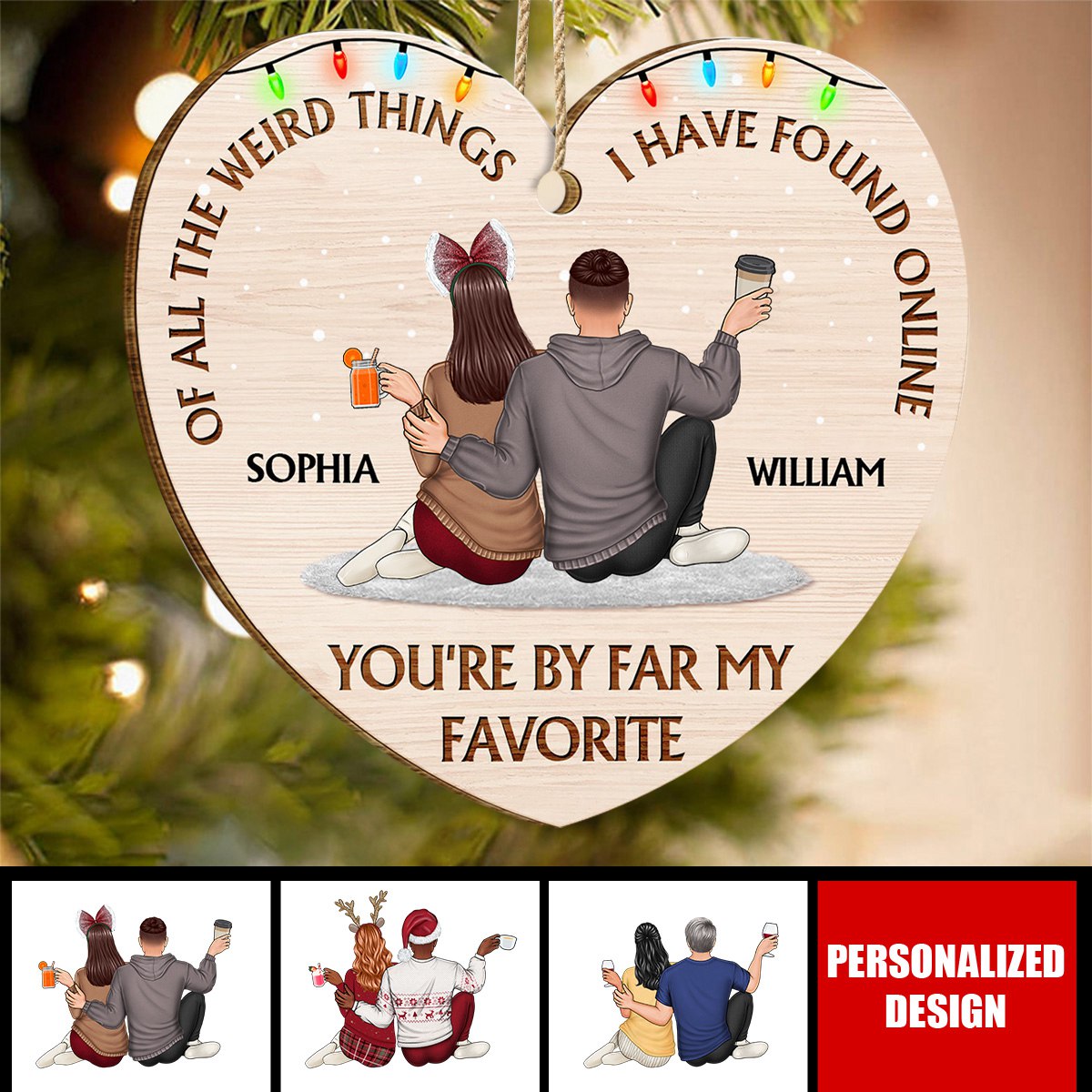 2024 New Release - Wish You A Wonderful Christmas - Couple Personalized Custom Ornament - Wood Custom Heart Shaped - Christmas Gift For For Husband Wife, Anniversary