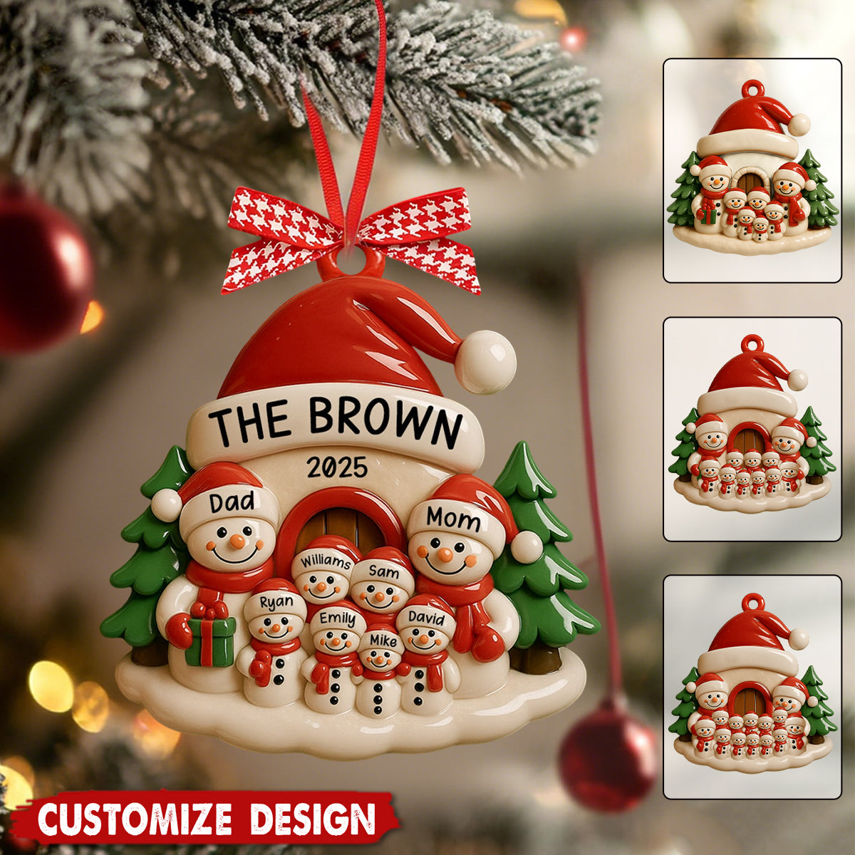 Personalized Snowman Ornament, Acrylic Family Christmas Tree Decor, Holiday Keepsake, Christmas Decor, Xmas Gift