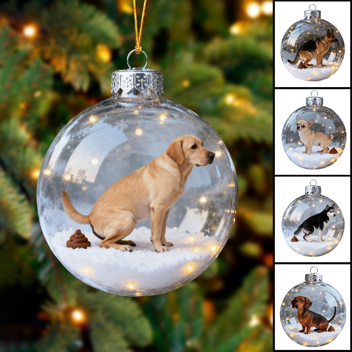 Funny Dog Poop Christmas Ornament Set