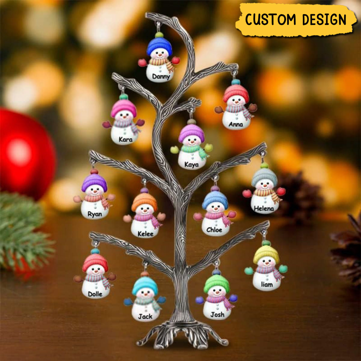 Personalized Christmas Snowman LED Tree Light