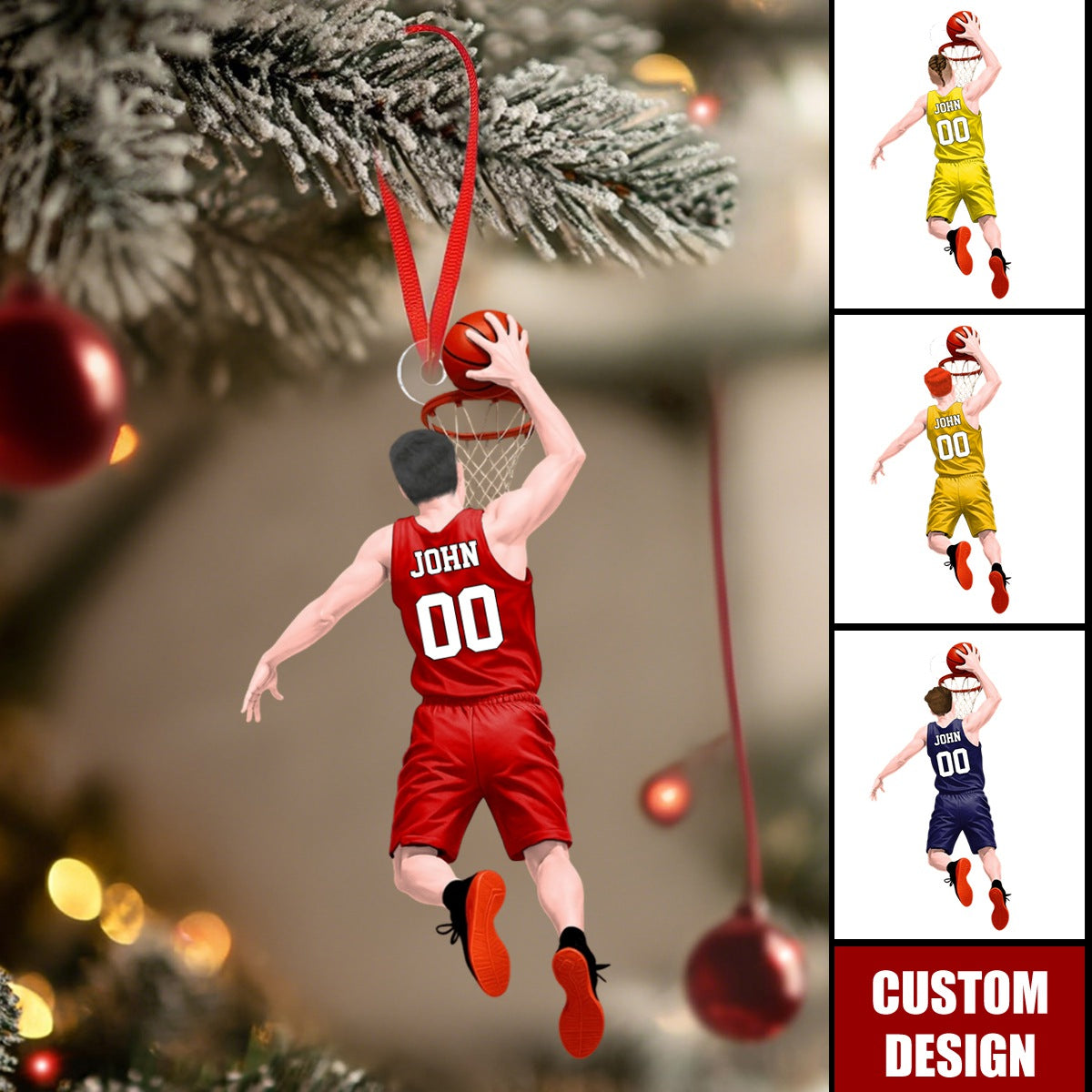 Jumping Dunking Personalized Ornament - Gift For Basketball Lovers