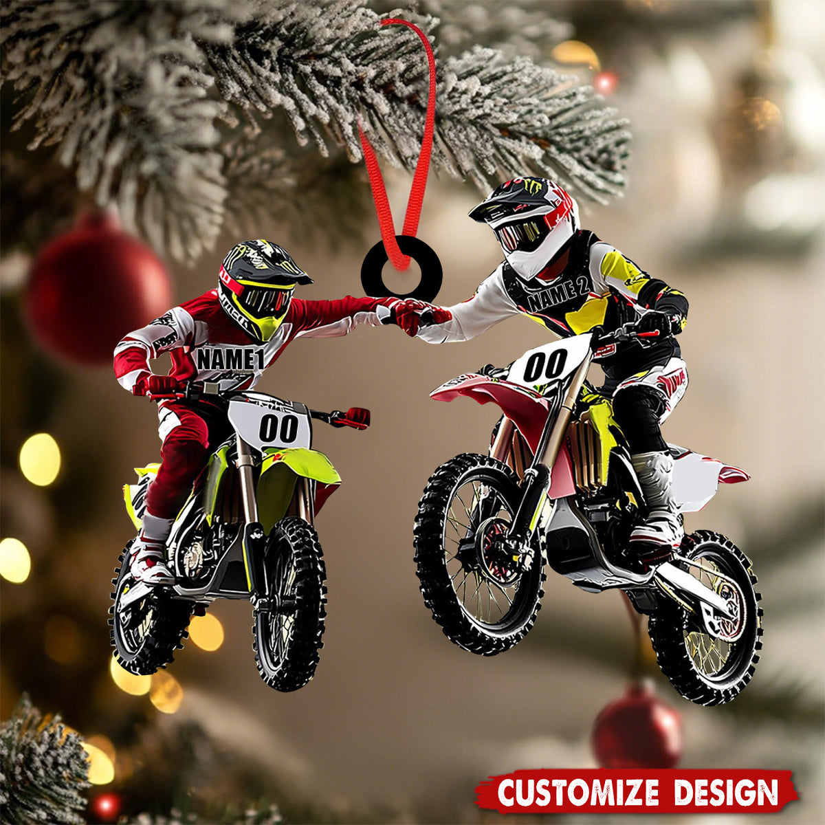 Personalized Motorcycle Christmas Ornament -  Gift For Motorbike Driver