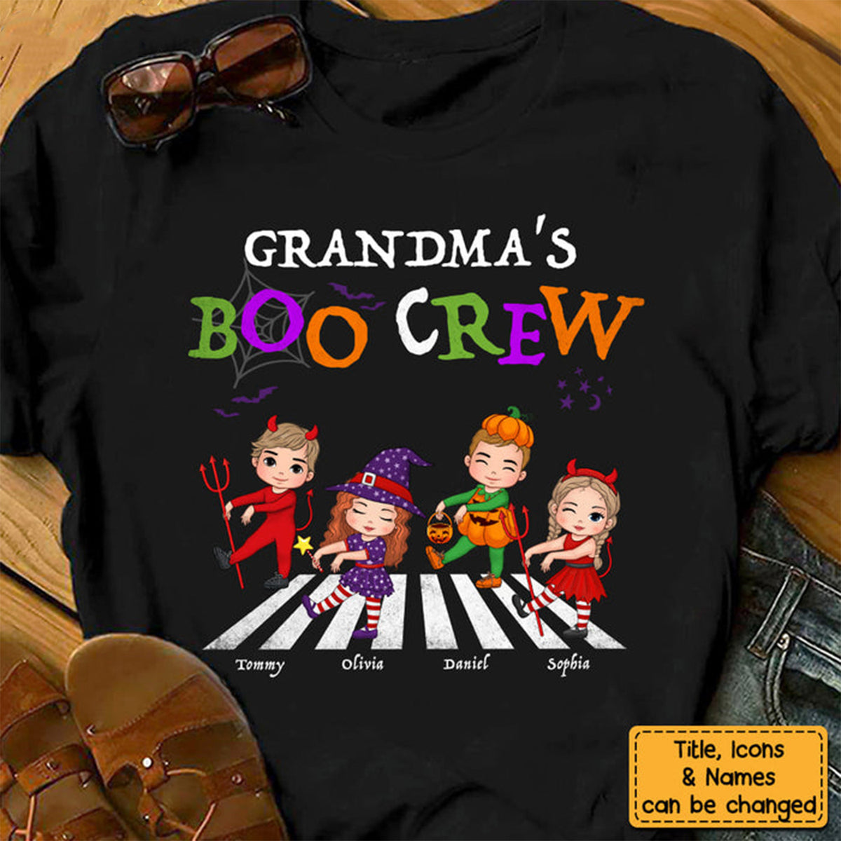 Halloween Grandma's Boo Crew - Personalized T-shirt - Halloween Gift for Grandma, Nana, Mimi, Mom