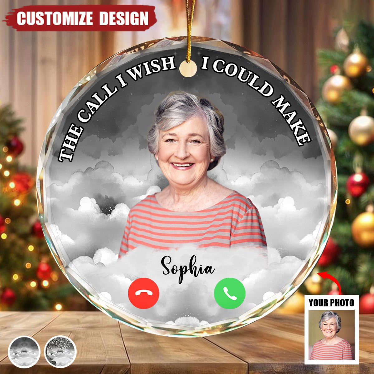 The Call I Wish I Could Make - Personalized Circle Glass Ornament- 2024 New Release
